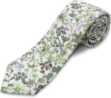 Cotton Floral Ties for Men 2.76" Men's Skinny Tie Linen Flower Mint Breeze