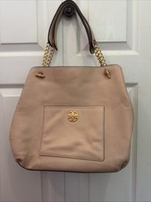 Tory Burch Chelsea Slouchy Tote Blush Pink Pebbled Leather Shoulder Bag Read