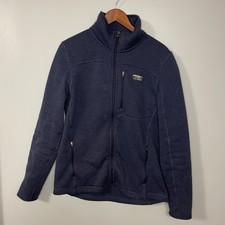 LL Bean Full Zip Sweater Jacket Men Size M Blue Fleece Lined Outdoors
