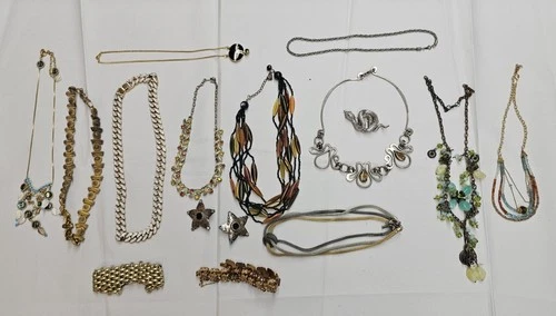 Large Lot Vintage Costume Jewelry Necklaces, Bracelets,  Brooch, Earrings