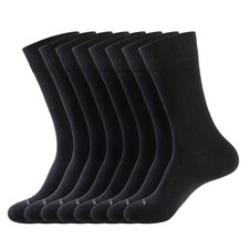 Men's Solid Dress Socks Cotton Black Men 8 Pairs Trouser Thin Classic Socks ...
