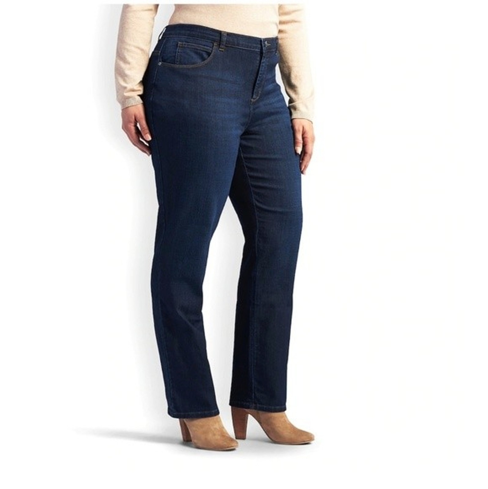 St John's Bay Jeans Women's 18WS Short Blue dark Secretly Slender Bootcut - NEW