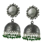 August Birth Onyx Pearl 925 Sterling Silver Jhumki Bezel Drop Earrings Jewelry