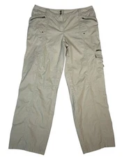 AB Studios Women's Cargo Pants Roll Tab Hem Khaki Tan Size 10