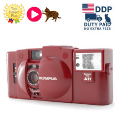 Near MINT Olympus XA2 Red Point Shoot 35mm Film Camera A11 Flash From JAPAN