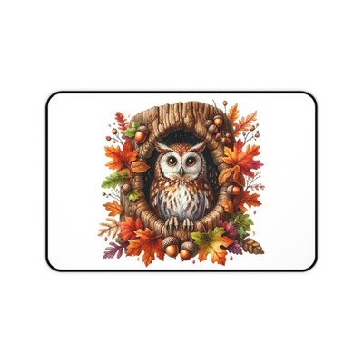 Owl Desk Mat AOP Autumn Owl Fall Leaves Spooky Gothic Decor