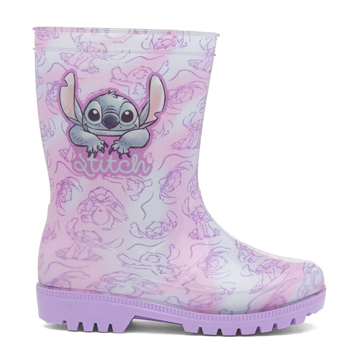 Disney Stitch Girls Wellies Purple Kids Pull On Character Welly