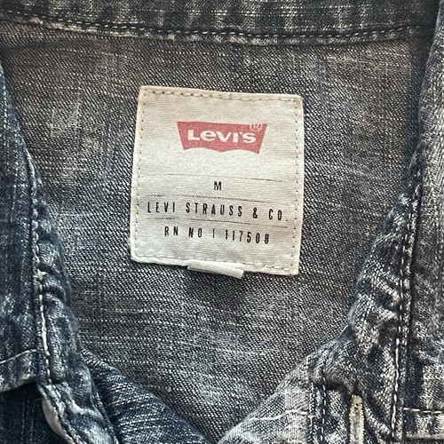 Levis’s Mens Blue Jean Denim Button Up Work Shirt M Country Western Cowboy Ranch - Picture 8 of 11