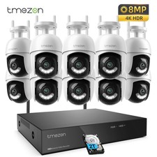 TMEZON 4K Wireless CCTV System Two-Way Audio WiFi PTZ Camera 8MP  Video NVR 2TB