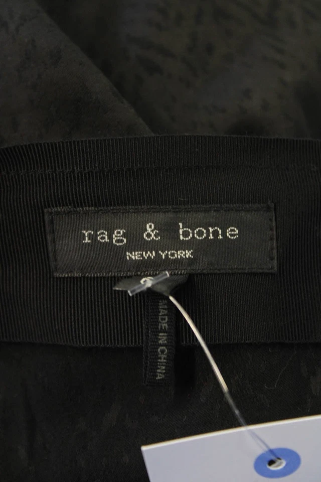 Rag & Bone Womens Printed Zip Back A-Line Skirt Solid Black Size 6 - Image 4 of 4