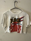 MOTHER The Slouch Cutoff Short Sleeve White Graphic Top Size Small Juice Worth T