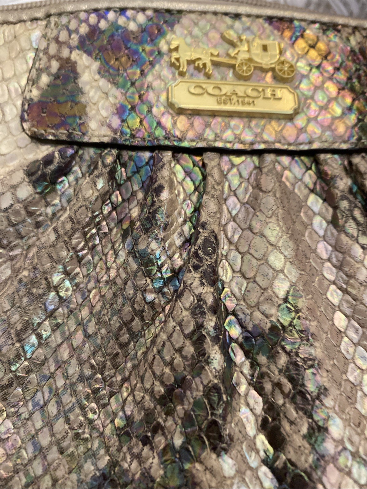 Coach Iridescent Wristlet Python Vintage Large Wr… - image 8