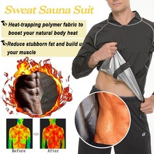 SWEAT SAUNA SUIT SPORT SWEAT GYM WORK OUT TOPS MEN LOSE WEIGHT BOXING YOGA SUIT 