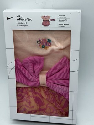 NEW 2 PIECE SET NIKE  NEW BORN 0-6 MONTHS HEADBAND & TUTU BODY SUIT COTTON