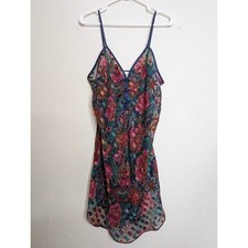 VTG Inner Most Womens Large Sheer Slip Mini Dress Lingerie Floral Rainbow