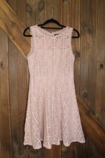 DOTTI Pink Lacey Knee Length Dress - Size 8