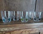 Set of 5 LALIQUE Crystal FLORIDE Tumbler Glasses Old Fashioned Blue Green Purple