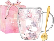 Schöne Trockene Blume Doppelwand Glas Kaffeetasse Herbst Teetasse Mit Griff 