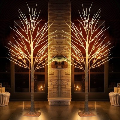 TW SHINE 2Pack Lighted Birch Tree, 6 FT Total 288LED Pre-lit Artificial Chris...