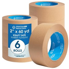 6 Rolls 2 inch x 55 Yard Heavy Duty Kraft Paper Packing Tape   Brow...