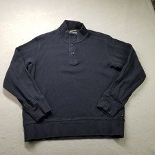 Eddie Bauer Sweater Mens Size L Blue 1/4 Button Henley Long Sleeve