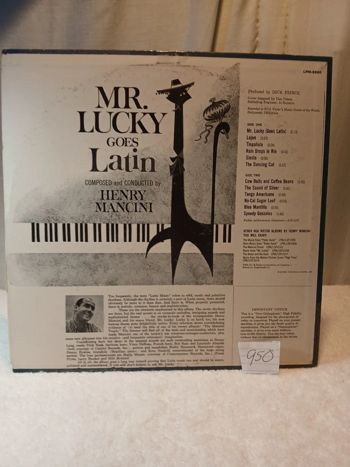 MR. LUCKY GOES LATIN Henry Mancini Vinyl LP Record LSP-2360 RCA Victor VG/VG+ - Image 2 of 4