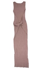 PrettyLittleThing PLT Label Knitted Rib Twisted Panel Maxi Dress in Dark Taupe