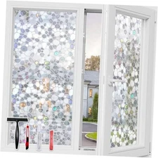  Window Privacy Film - Rainbow Stained 17.5 x 78.7 Inch Pebble Pattern - Clear