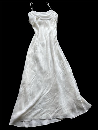 Betsy & Adam Vintage 90s White Shimmery Bridal Prom Evening Dress Gown 16