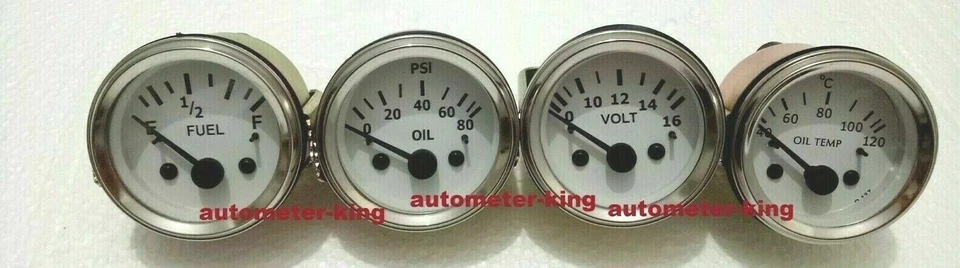 2 1/16" / 52mm Electrical Oil Pressure Fuel Volt Oil Temp Water Temp Gauge Kit - Image 3 of 4