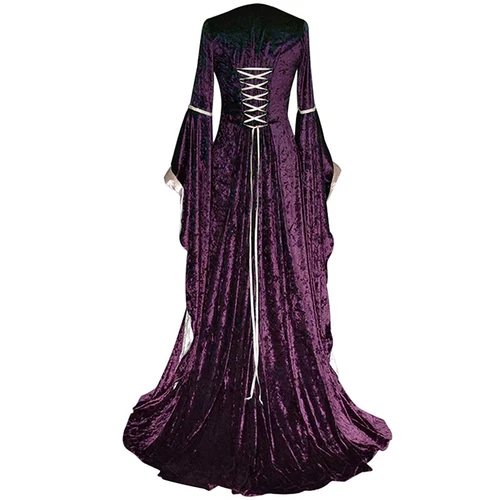 Medieval Renaissance Costume Velvet Long Dress Gothic Victorian Gown Cosplay - Picture 10 of 24