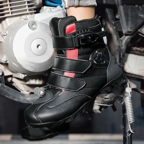 Motorcycle Racing Short Boots Leather Riding Anticollision Ankle Protective - Picture 20 of 30