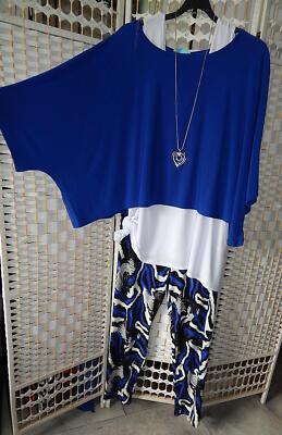 7/8 SchlupfHose Stretch Leggings*MAGNA*Lagenlook*Blau/schwarz/weiss*Gr. 44bis58