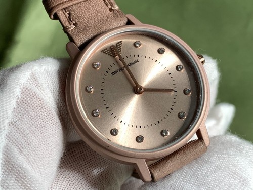 Emporio Armani AR11010 Brown Dial Brown Leather Strap 3 Atm Women's Quartz Watch - Picture 8 of 18