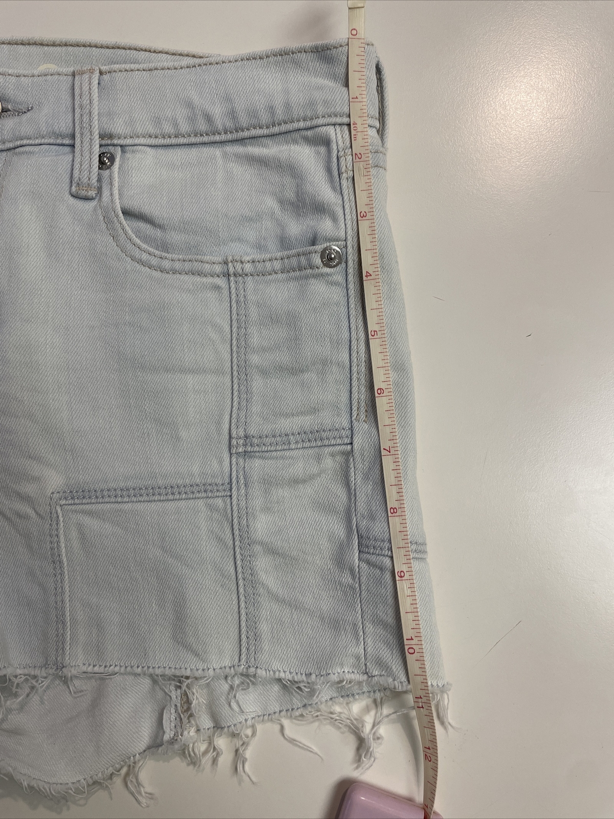 GAP Patchwork Bleached Indigo Wash Raw Hem Jean S… - image 12