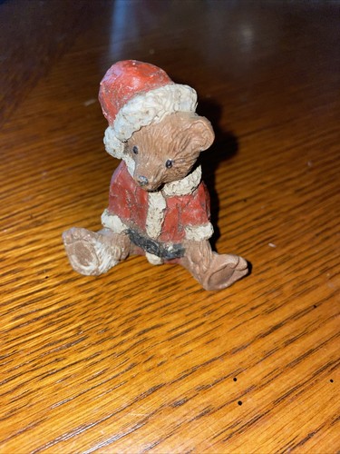 X14 Small Sitting Santa Bear Figurine - Dark Red Color - Christmas - Picture 2 of 6