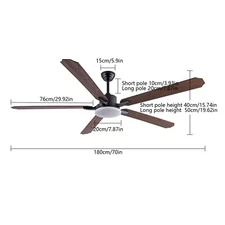 72-Inch LED Ceiling Fan Light with Remote Control & Adjustable Color Temperature
