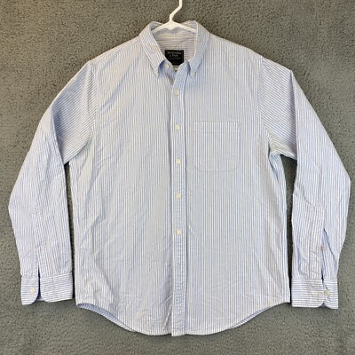 Abercrombie & Fitch Dress Shirt Men's L Long Sleeve Button Up White  Blue/67-34 | eBay