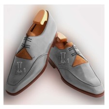 Handmade Men's Two Tone Lace Up Square Toe Genuine Leather Shoes, Sale !!!