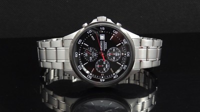 Seiko SKS579 Silver Tone Black Dial Stainless Steel Men's Watch | eBay