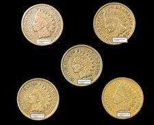 (5) 1859-1909 Indian Head Pennies  US  Cent-5 Coins Lot G/VG or Better