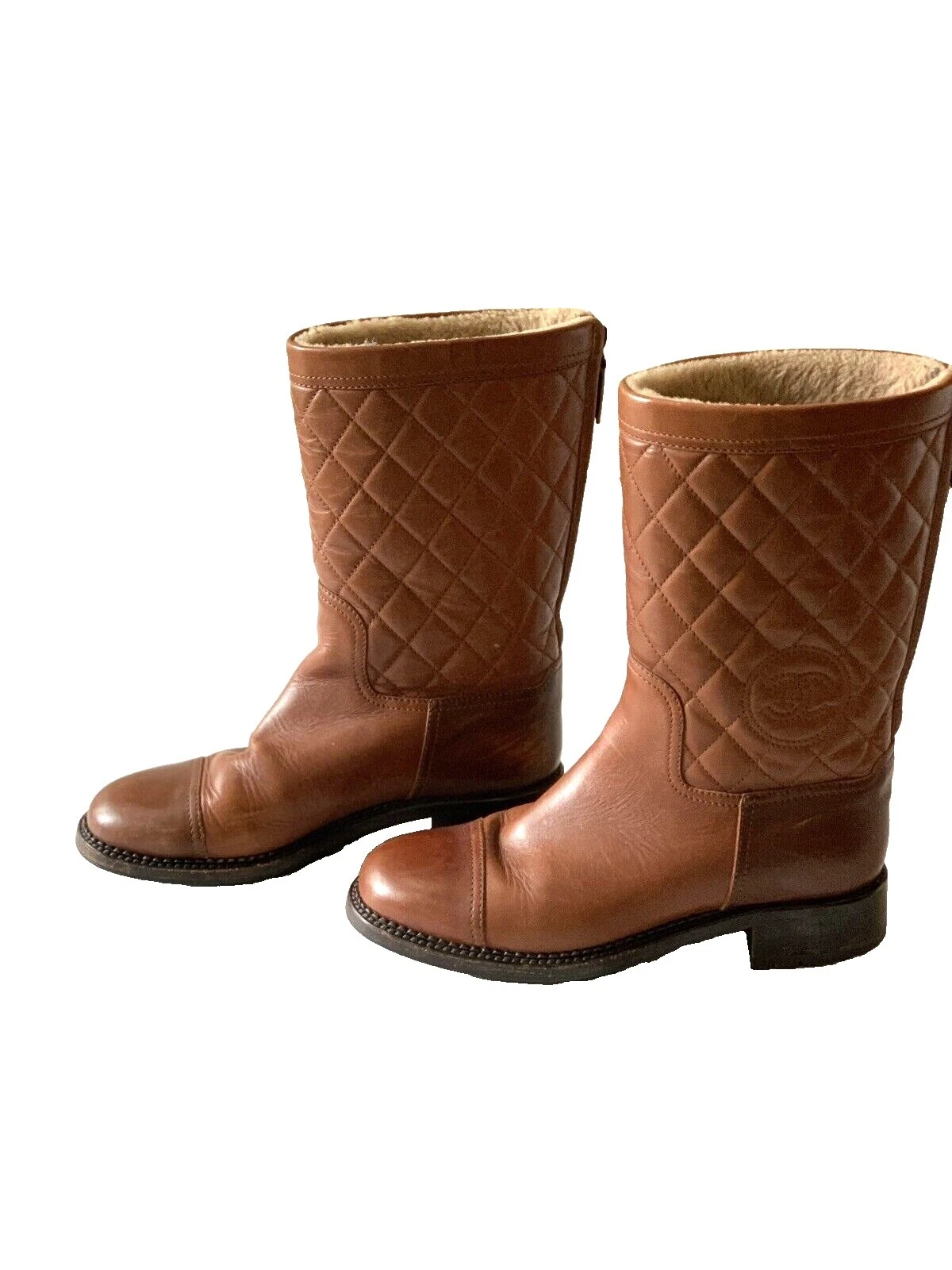 Botas marrones CHANEL superior de cuero para mujeres