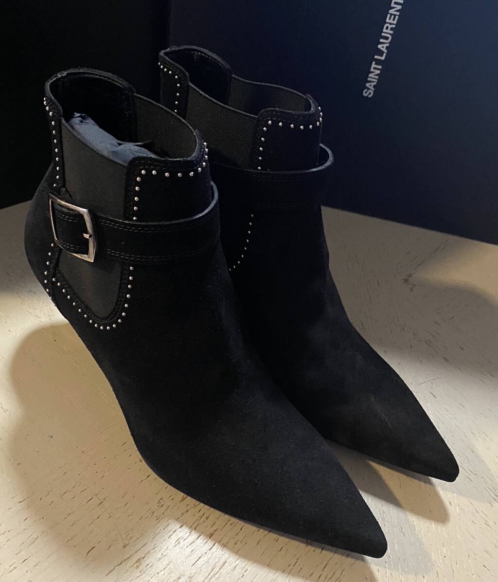 Nuovi con scatola $1595 Saint Laurent scarpe in pelle scamosciata donna nere 567615 9 5 US 39 5 EU