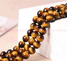Natural Beautiful 4-20mm Yellow Tiger Eye Beads Round Gemstone Loose 15''