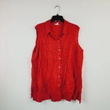 Charter Club Womens XL Ravishing Red Sleeveless Linen Top NWT E22