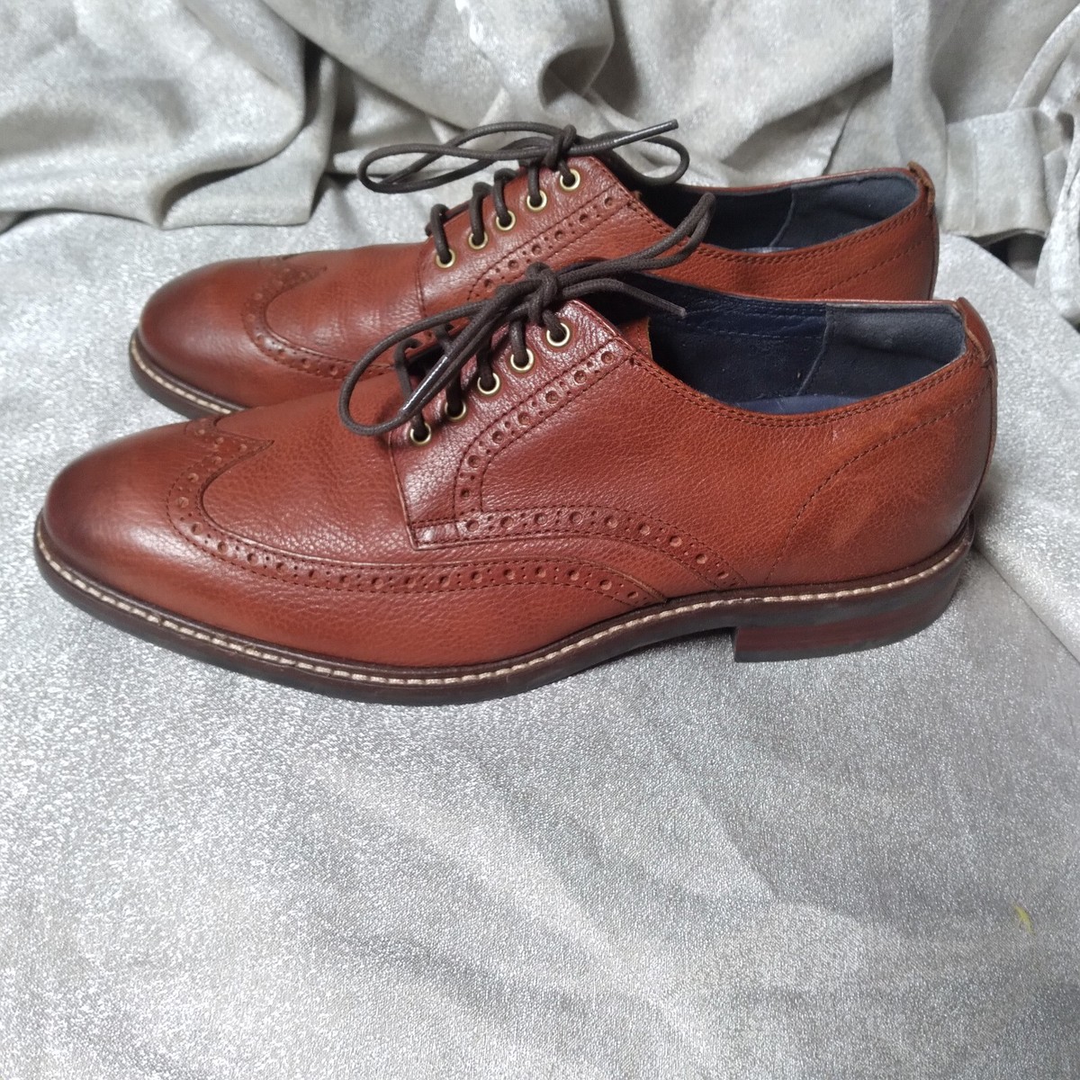 COLE HAAN Grand.Os WATSON Brown Pebble Leather Wingtip 