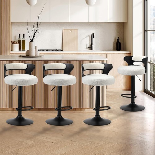 Bar Stools Set of 4 Home Kitchen Barstools with Boucle Fabric Upholstery Seat - Picture 15 of 20