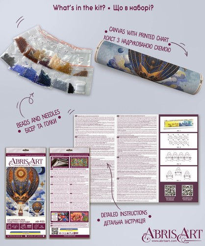 Abris Art Bead Embroidery Kit Air Adventures, Needlepoint Kit,DIY Beaded Balloon - Picture 7 of 7
