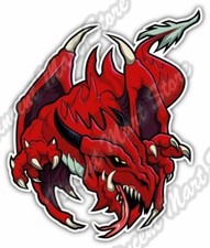 Red Dragon Creature Reptile Lizard Car Bumper Window Vinyl Sticker Decal 4"X5"
