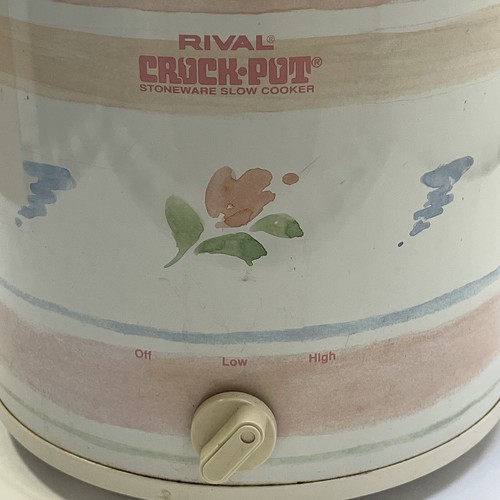 Vintage Rival 3.5 Qrt Crock Pot Slow Cooker Model 3100 Pink Flowers - Tested! - Picture 2 of 12